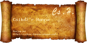 Csikár Hanna névjegykártya